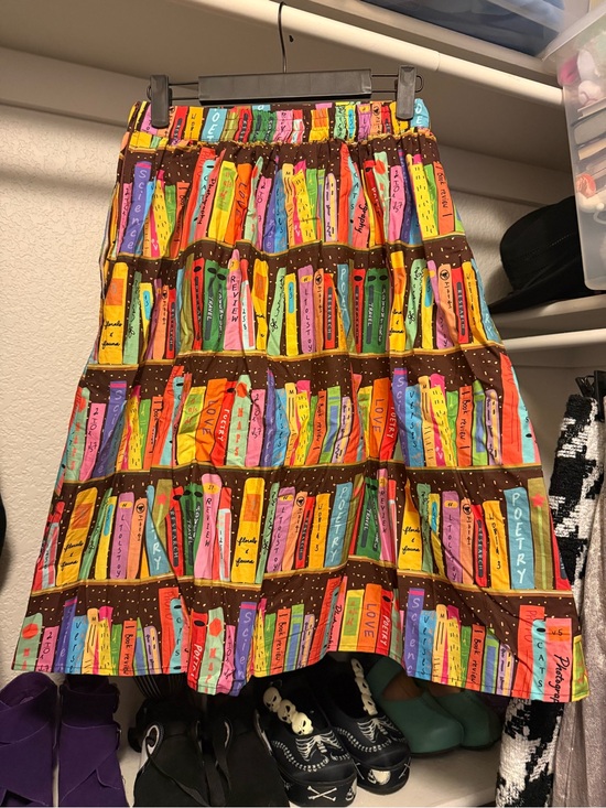 Modcloth Dresses & Skirts - Modcloth Brown Multicolor Bookprint A-Line Skirt